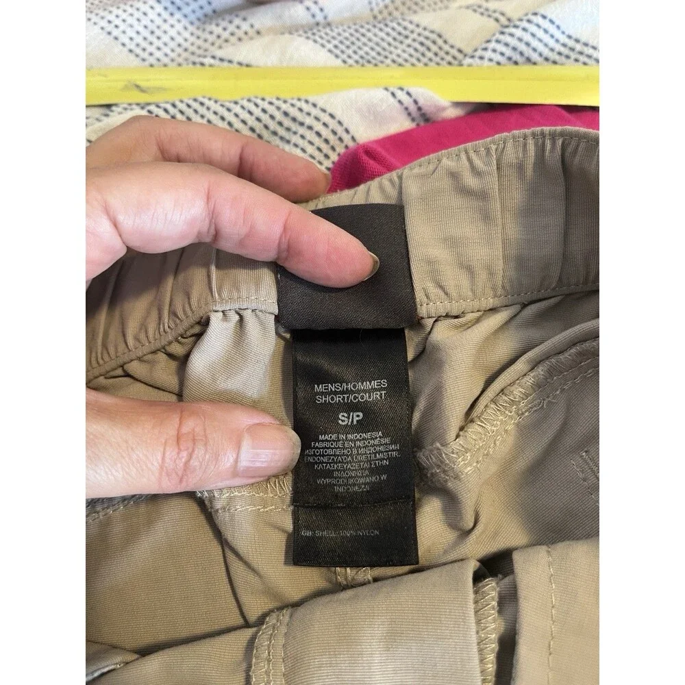 The North Face Cargo Hiking Shorts Mens Small Khaki Nylon Belted Outdoor